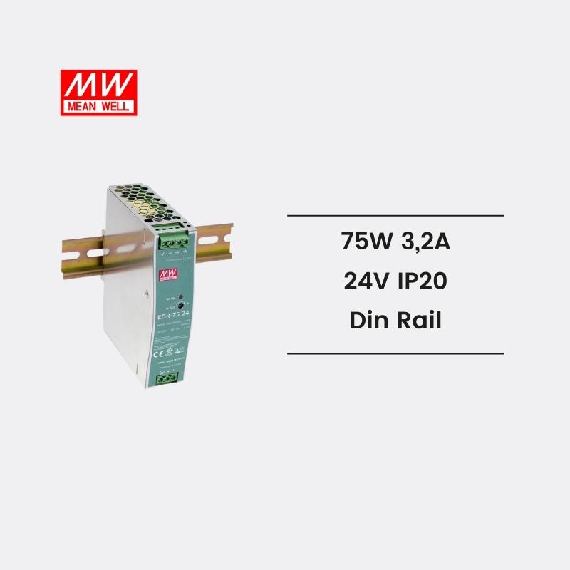 Mean Well edr-75-24 alimentatore barra din rail 75w 24V 3.2a ip20
