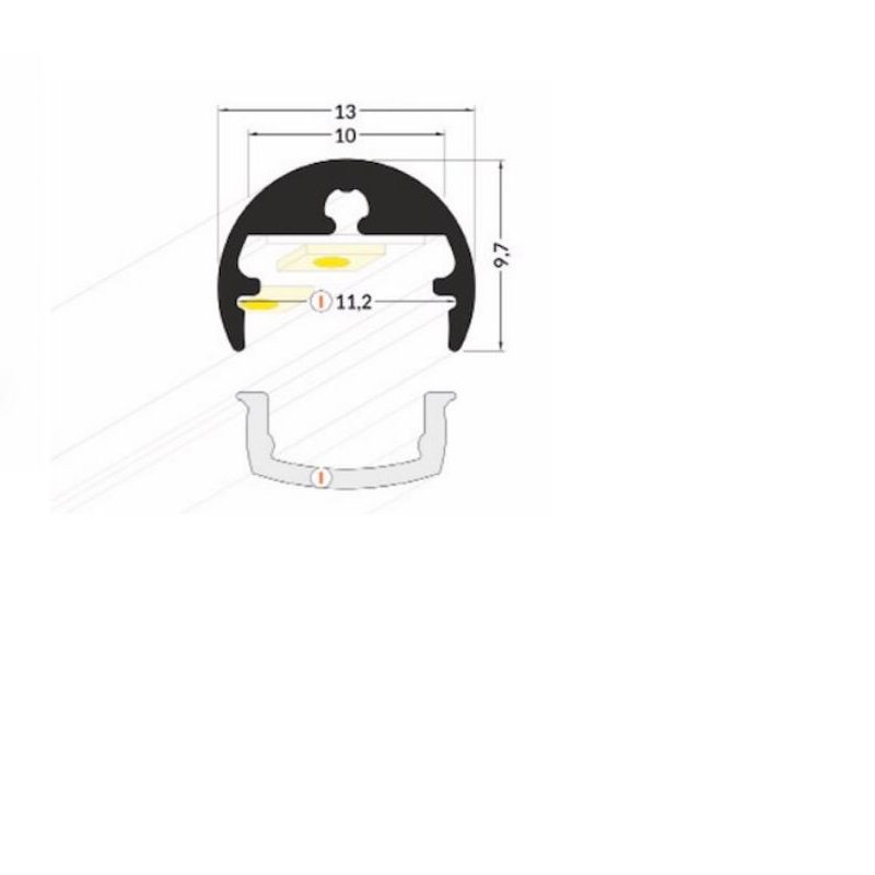 Ledco pr118 kit profilo lineare in alluminio 10 metri per strisce led - immagine 6