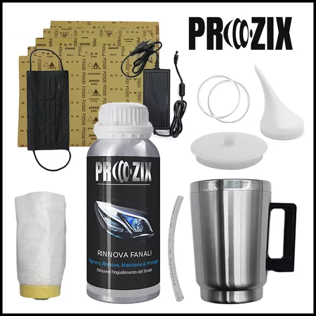 Prozix – NEWHEAD PROZIX HEADLIGHT – Kit ripristino fari e rigenarazione – Polimero liquido da 600ml. + kit Sia